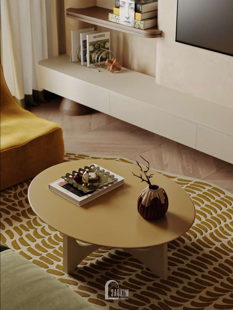 Phòng khách Modern Retro – điểm nhấn cá tính trong thiết kế nội thất dự án Lumière Evergreen